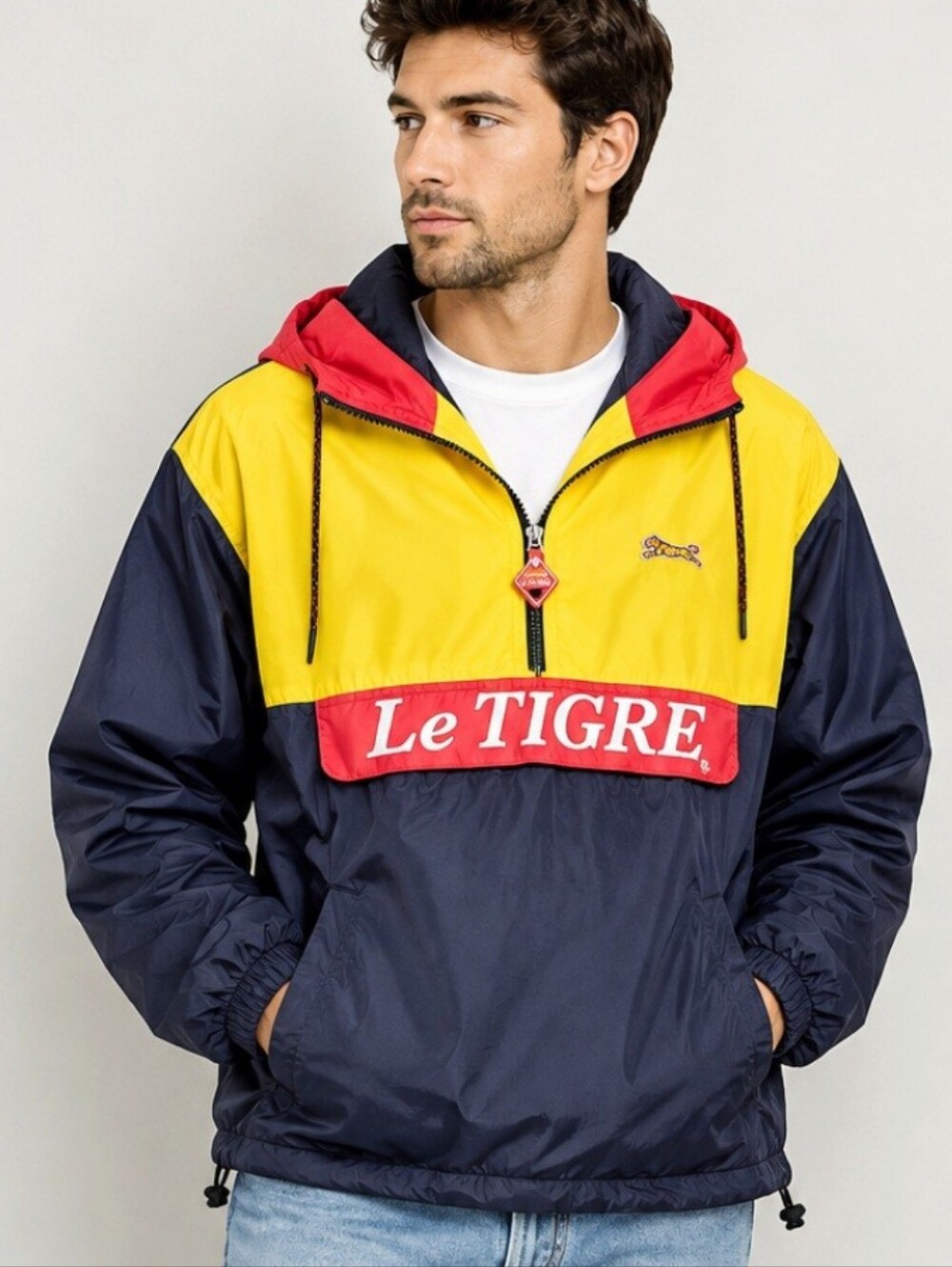 Vintage/Retro Le Tigre Colorblock Hooded Anorak Windbreaker Jacket Men’s M